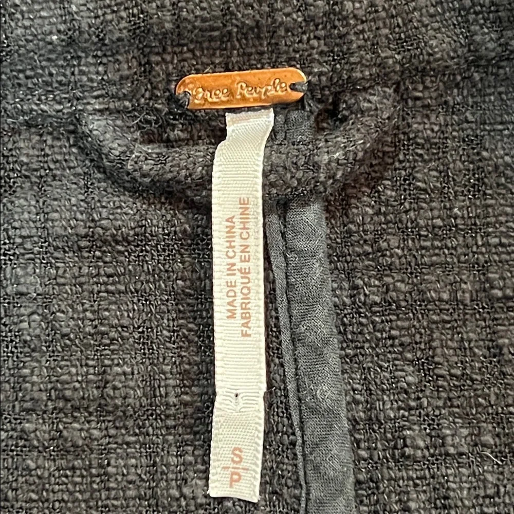 Free‎ People Black Crinkle Open Blazer Jacket S Gauzy Dark Academia Artsy Boho